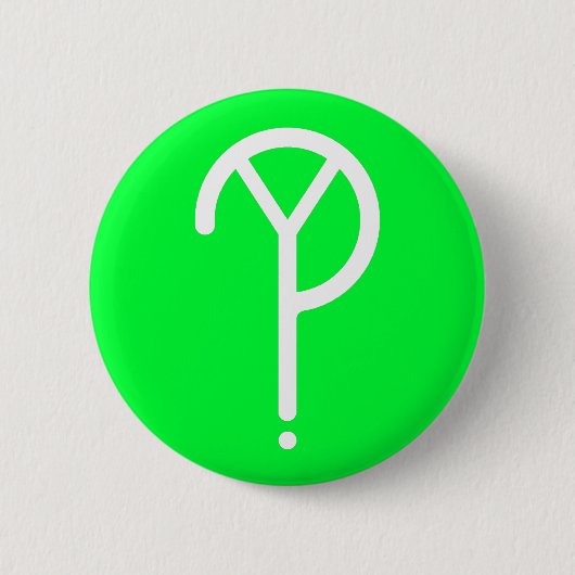 White Y? Symbool- op groen Ronde Button 5,7 Cm (Voorkant)