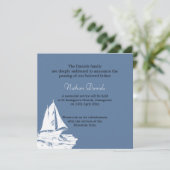 White Yacht Begrafenis Aankondiging Kaart (Staand voorkant)