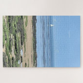 White Yacht en rustige Zeeen Legpuzzel (Horizontaal)