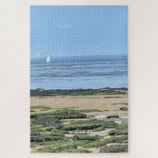 White Yacht en rustige Zeeen Legpuzzel (Verticaal)