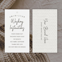White Yarn Kinitting Washing Instructions Hang Tag
