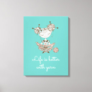 White Yarn Lover Girl Canvas Afdruk