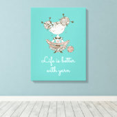 White Yarn Lover Girl Canvas Afdruk (Insitu (Houten vloer))