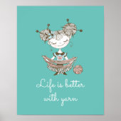 White Yarn Lover Girl Poster (Voorkant)
