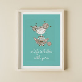 White Yarn Lover Girl Poster