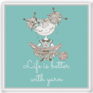 White Yarn Lover Girl Sticker