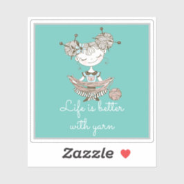 White Yarn Lover Girl Sticker