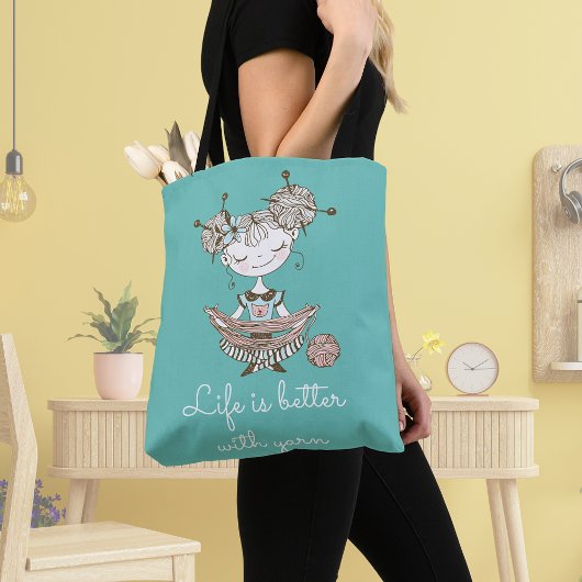 White Yarn Lover Girl Tote Bag