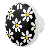 White Yellow Black Daisy Pattern Keramische Knop (Rechts)