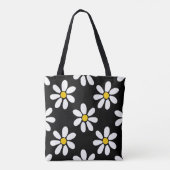 White Yellow Black Daisy Pattern Tote Bag (Achterkant)