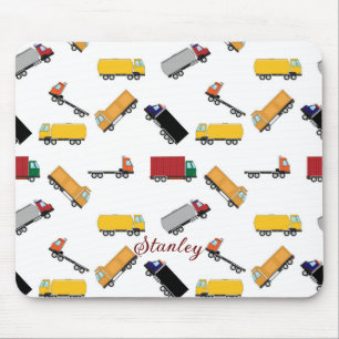 White Yellow Boys' Rusty Name Personalised Truck Muismat