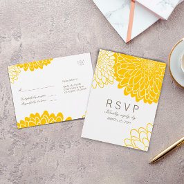 White Yellow Chrysanthema Response RSVP Briefkaart