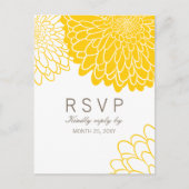 White Yellow Chrysanthema Response RSVP Briefkaart (Voorkant)