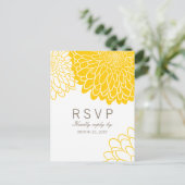 White Yellow Chrysanthema Response RSVP Briefkaart (Staand voorkant)
