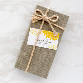 White Yellow Chrysanthemum Dank je Label Kaarten Visitekaartje