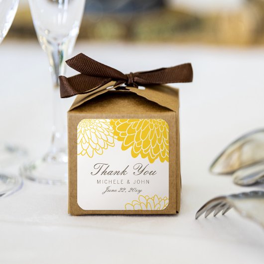 White Yellow Chrysanthemum Dank je Stickers