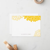 White Yellow Chrysanthemum persoonlijke schrijfben Notitiekaartje (Voorkant / Achterkant in situ)