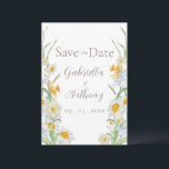 White & Yellow Daffodil Floral Brown Script Save The Date<br><div class="desc">De gele en witte Daffodil florale grens in zachte waterverven is perfect voor deze lente- en zomerbruiloft "Save the Date" trouwherinnering. Coördinerend bruin manuscript en typografie. Pas aan zoals nodig. Als u de link "Verder aanpassen" wilt aanpassen, klikt u op de link "Verdere aanpassingen aanpassen" en gebruikt u het ontwerpgereedschap...</div>