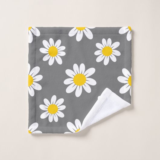 White Yellow Daisies Bad Handdoek (Wasdoekje)