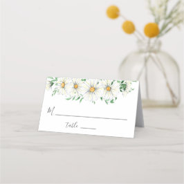 White Yellow Daisies Greenery Waterverf Floral Plaatskaartje