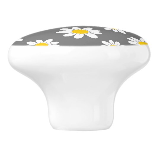 White Yellow Daisies Keramische Knop (Zijkant)