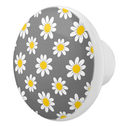 White Yellow Daisies Keramische Knop (Rechts)