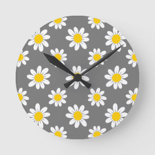 White Yellow Daisies Ronde Klok