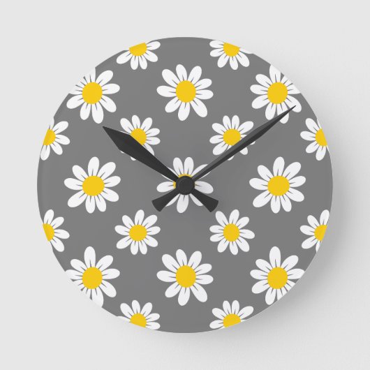White Yellow Daisies Ronde Klok (Voorkant)