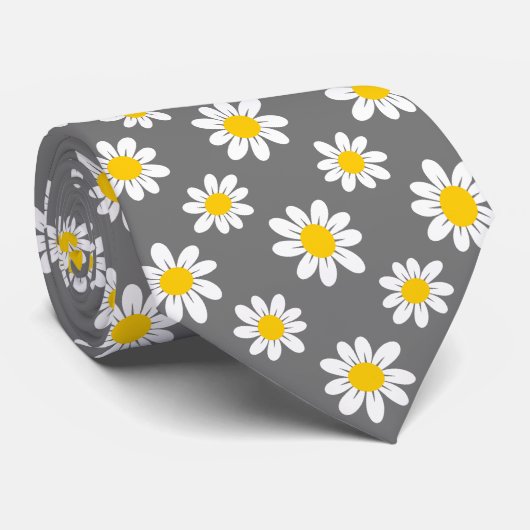 White Yellow Daisies Stropdas (Opgerold)