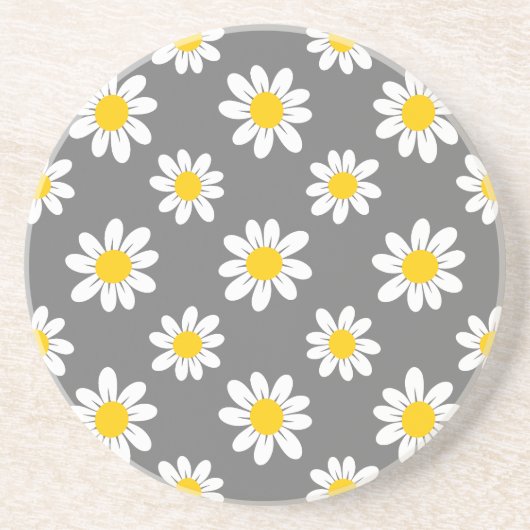 White Yellow Daisies Zandsteen Onderzetter (Voorkant)