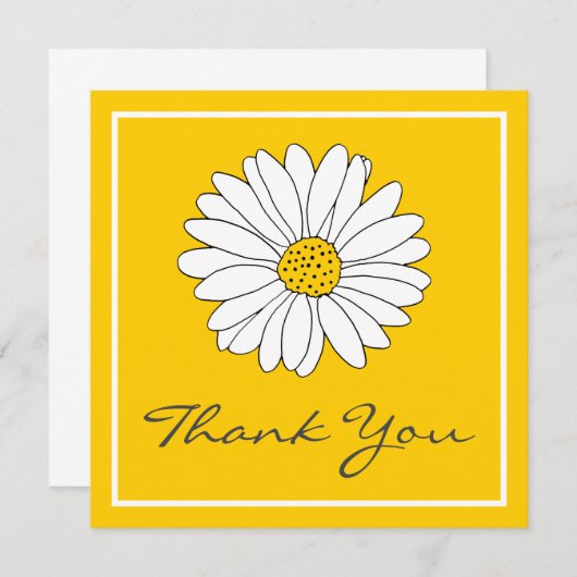 White Yellow Daisy Bedankkaart (Voorkant / Achterkant)