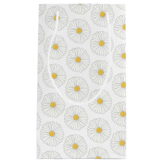 White Yellow Daisy Blossom Flower Garden Spring Klein Cadeauzakje (Voorkant)
