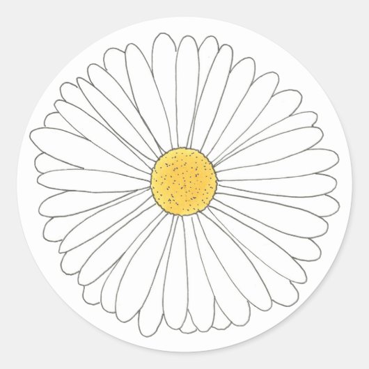 White Yellow Daisy Blossom Flower Garden Spring Ronde Sticker (Voorkant)