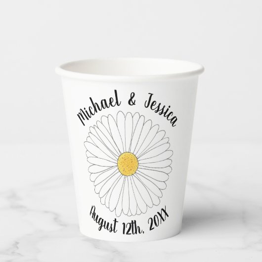 White Yellow Daisy Flower Floral Garden Party Papieren Bekers (Voorkant)