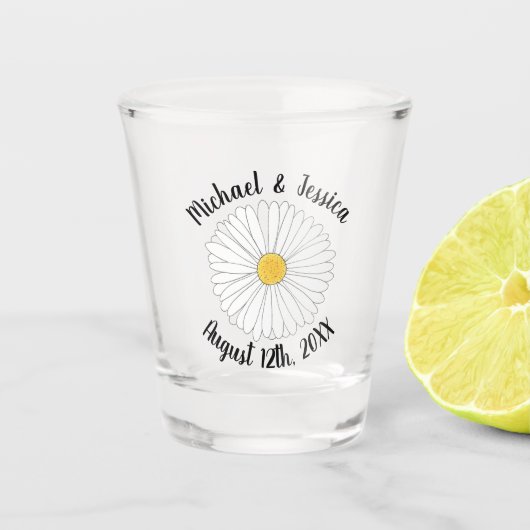 White Yellow Daisy Flower Floral Garden Party Shot Glas (Voorkant)