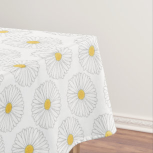 White Yellow Daisy Flower Floral Garden Party Tafelkleed