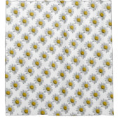 White Yellow Daisy Flowers Floral Shower Curtain Douchegordijn (Voorkant)