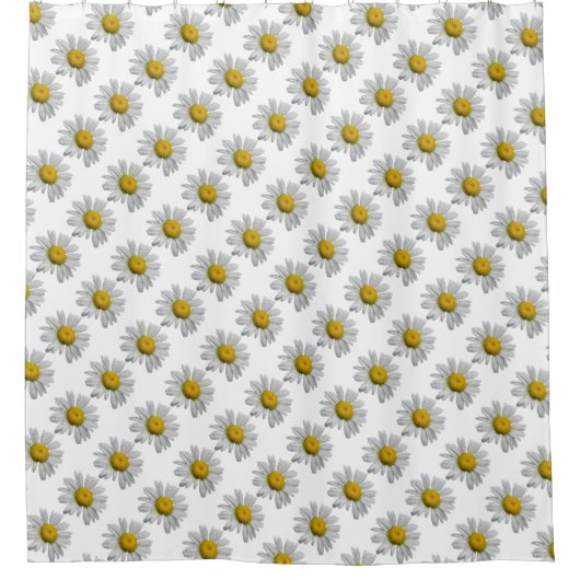 White Yellow Daisy Flowers Floral Shower Curtain Douchegordijn (Voorkant)