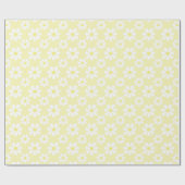 White Yellow Daisy Pattern  Cadeaupapier (Vlak)
