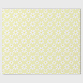 White Yellow Daisy Pattern Cadeaupapier