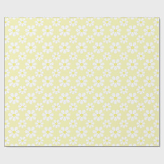 White Yellow Daisy Pattern Cadeaupapier