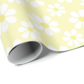 White Yellow Daisy Pattern  Cadeaupapier (Rol Hoek)