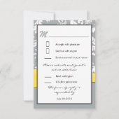 White Yellow en Grey Damask Wedding RSVP-kaarten RSVP Kaartje (Achterkant)