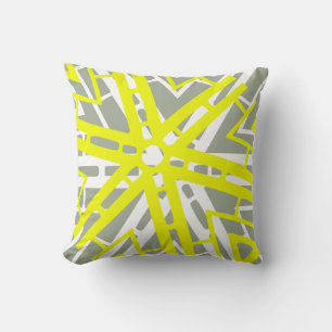 White Yellow en Warm Grey abstract patroonkussen Kussen