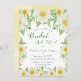 White Yellow Floral Daisies Script Vrijgezellenfee Kaart