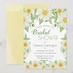 White Yellow Floral Daisies Script Vrijgezellenfee Kaart