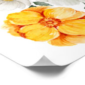 White Yellow Floral Flowers Greenery Wall Art Poster (Hoek)