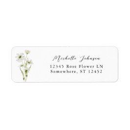 White & Yellow Floral Return Address Label 3