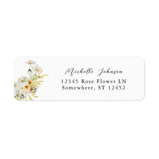 White & Yellow Floral Return Address Label 4 (Voorkant)