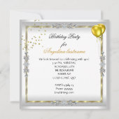 White Yellow Gold Glitter Heels Birthday Party Kaart (Achterkant)